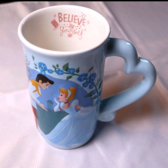 Disney Other - Cinderella & Prince Charming Disney Coffee Tea 16oz Mug With Blue Heart Handle!